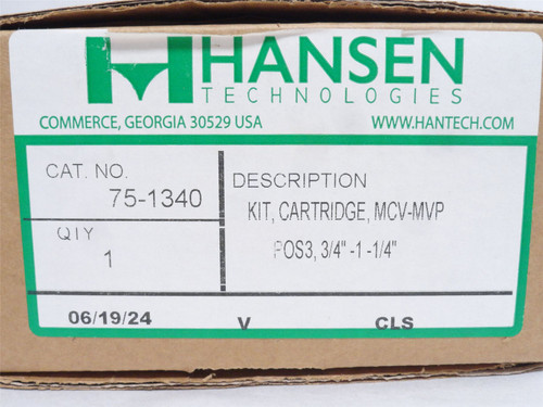 Hansen 75-1340; Cartridge Kit MCV-MVP; POS3; 3/4" To 1-1/4"