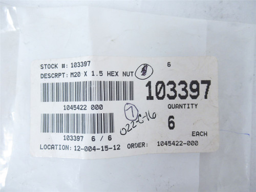 Poly Clip 103397; Lot-7 Hex Nut M20 x 1.5 SS