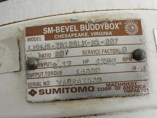 Sumitomo LHHJS-38125LK-K1-207; Gearbox 207:1 Ratio 2.17 Input HP