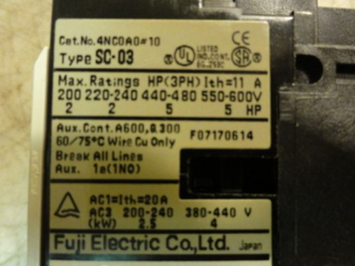 Fuji Electric SW-0; Magnetic Switch 0.24-.036A 3P; 220-440V