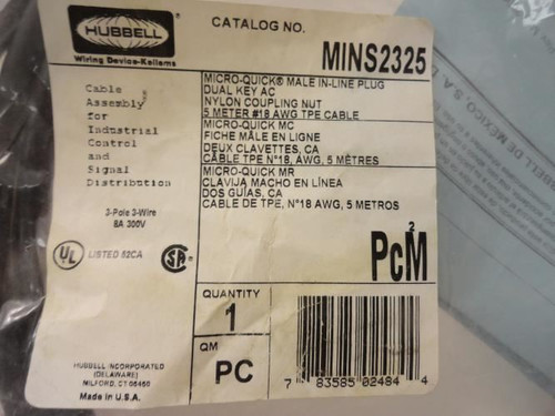 Hubbell MINS2325; Cable 5M; 3P eWire