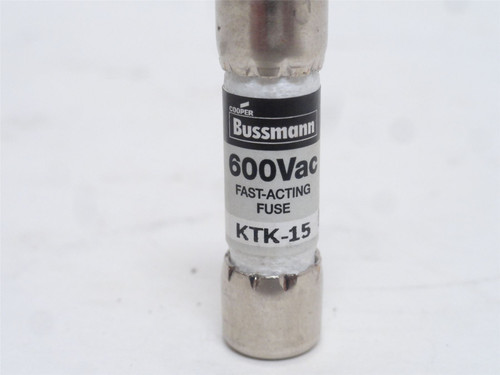 Bussmann KTK-15; Fast Acting Fuse; 15A; 600VAC