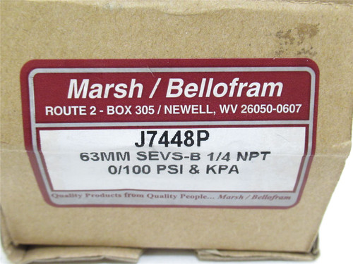 Marsh/Bellofram J7448P; Pressure Gauge; 1/4NPT; 0-100PSI