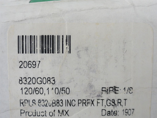 Asco 8320G083; Solenoid Valve 120/110VAC; 50PSI; 1/8" NPT