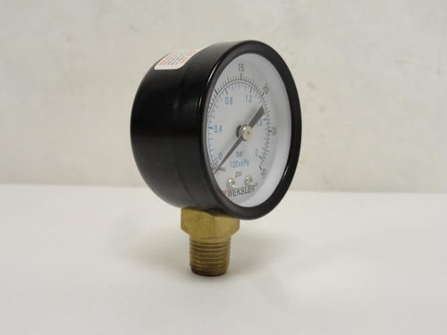Weksler UA20A4L; Pressure Gauge; 2" Dial; 0-30psi 1/4" NPT