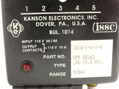 Kanson 1014-1-G-2-A; Solid State Timer Relay .06~10s; 115 VAC In