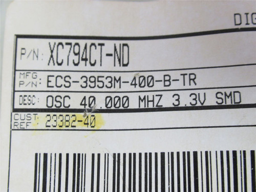 ECS ECS-3953M-400-B-TR; Lot-10 SMD Clock Oscillators; 40 MHz