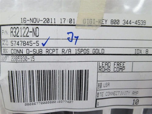 TE Connectivity 5747845-5; Lot-5 D-Sub Connector;