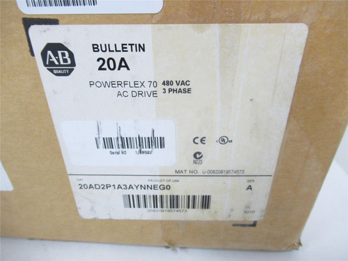 Allen-Bradley 20AD2P1A3AYNNEG0; PowerFlex 70 Drive 1HP 480VAC