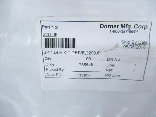 Dorner 22D-06; Spindle Kit Drive 2200 6"
