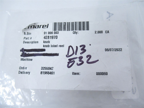 Marel 4281970; Lot-2 Knob Label Reel