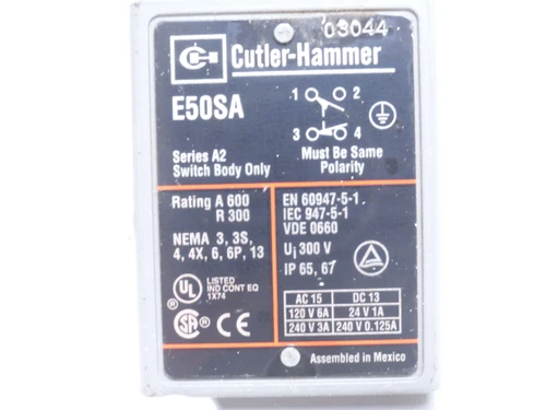 Cutler-Hammer E50SA; Limit Switch Body Only; DPST; 1NO; 1NC