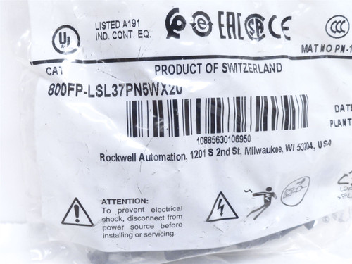 Allen-Bradley 800FP-LSL37PN5WX20; Clear Selector Switch; 3Pos