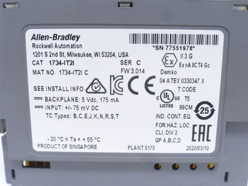 Allen-Bradley 1734-IT21; Thermocouple Input Module 2-Ch; 5VDC