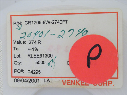 Venkel CR1206-8W-2740FT; Lot-4800 Chip Resistor; 274ohm
