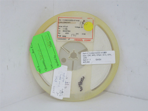 Venkel C1206C0G500-471KNE; Lot-3300 Ceramic Capacitor 470pF