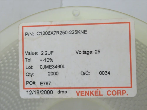 Venkel  C1206X7R250-225KNE; Lot-2000 Ceramic Capacitor 2.2UF