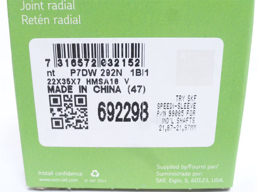 SKF 69228; Metric Oil Seal; 22mmID x 35mmOD x 7mm Width