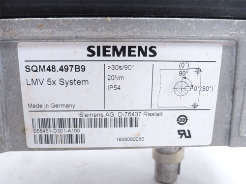 Siemens SQM48.497B9; Combustion Actuator 20NMTorque 30 Sec