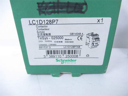 Schneider LC1D128P7; Contactor 25A 4PST-2NO/2NC Coil 230VAC