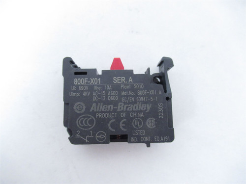 Allen-Bradley 800F-X01; Switch Contact Block 1NC 10A 22mm