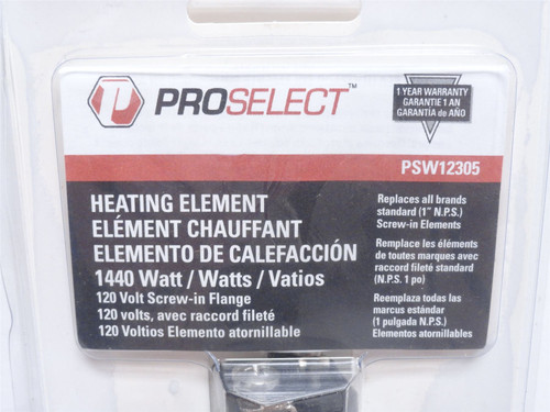 Proselect PSW12305; Water Heater Element; 1.44kW; 120V