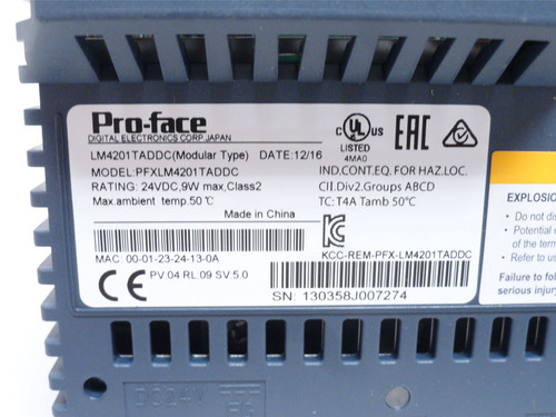 Pro-Face PFXLM4201TADDC; Modular Display Panel; 24VDC; 9W
