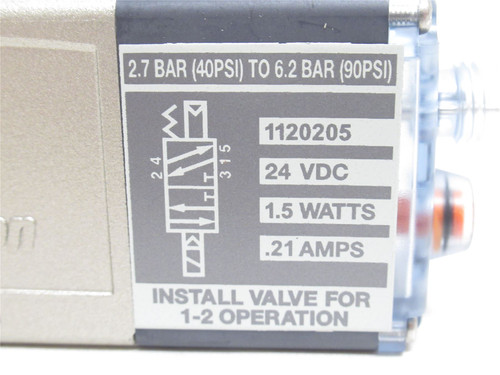 Nordson 1120205; Solenoid Valve; 2.7-6.2BAR; 24VDC