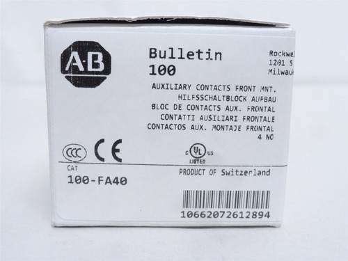 Allen-Bradley 100-FA40; Auxiliary Contact Block 4-NO 10A 600V