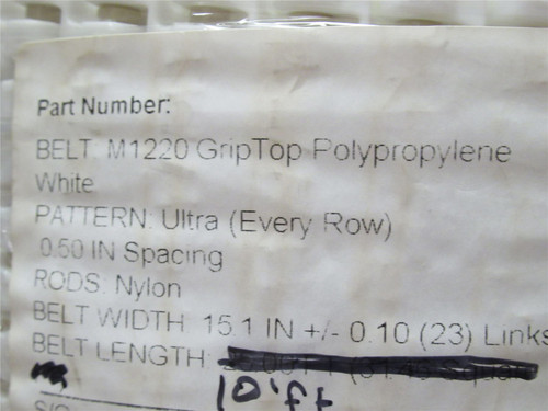 Habasit HPM1220GTWPP15-10'; Conveyor Belt;M1220 15.1"W x 10'L