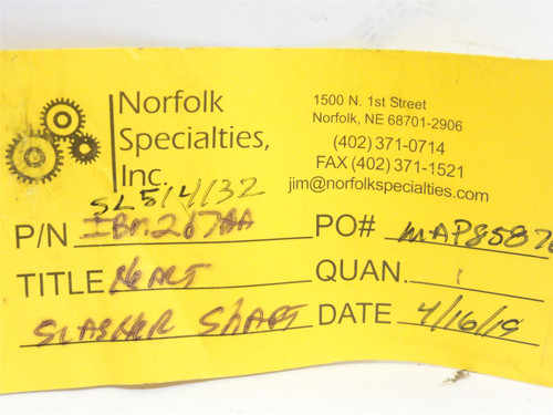 Norfolk IBM019BB; Heart Slasher Shaft W/Nut; SS; 11-3/4" Long