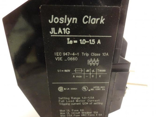 Joslyn Clark JLA1G; Overload Relay; Ie= 1.0-1.5A