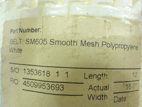 Habisat SM605-10x16; Smooth Mesh Belt; 10' Length; 16" Width