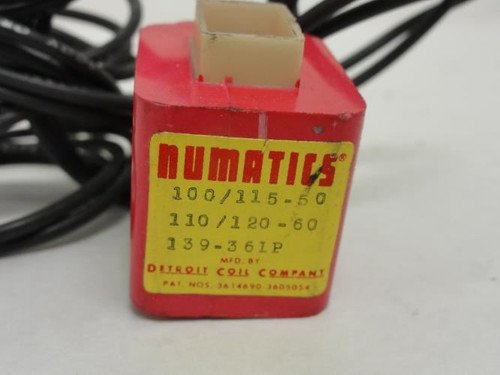 NUMATICS 136-361P; Solenoid Coil; 110/120V@60Hz; 100/115V@50Hz