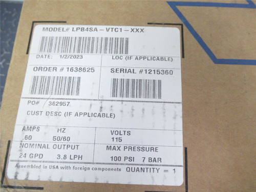 Pulsafeeder LP84SA-VTC1-XXX; Metering Pump 115VAC 24GPD