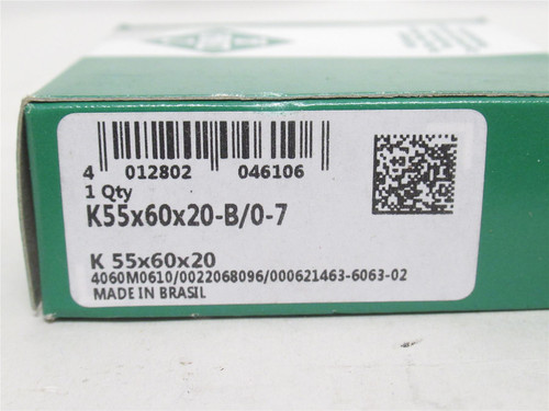 INA K55X60X20-B/0-7; Needle Roller Bearing; 55mmID x 60mmOD