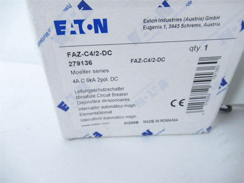Eaton FAZ-C4/2-DC; Circuit Breaker 4Amp 2Pole D #C279136