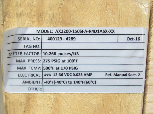 Azbil VorTek AX2200-150SFA-R4D1ASX-XX; Mass Flow Meter; 36VDC