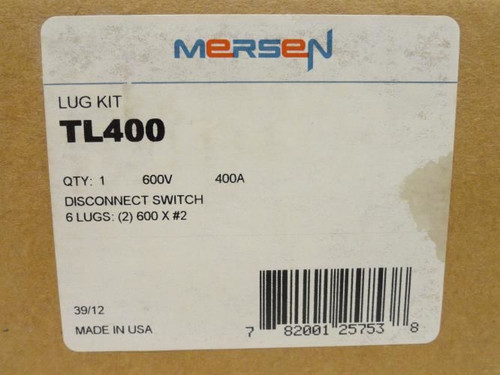 Mersen TL400; Disconnect Switch Lugs; Box-6; 400A; 600V
