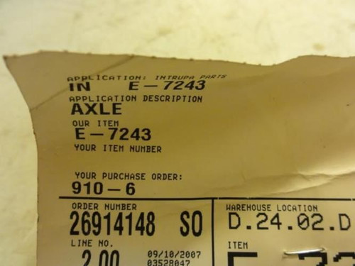MFG- E-7243; Axle