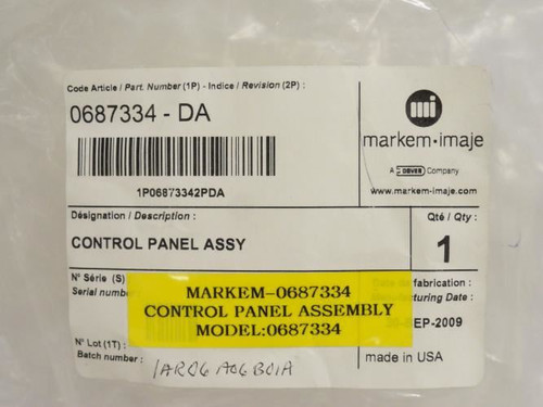 Markem-Imaje 0687334-DA; Control Panel Assembly