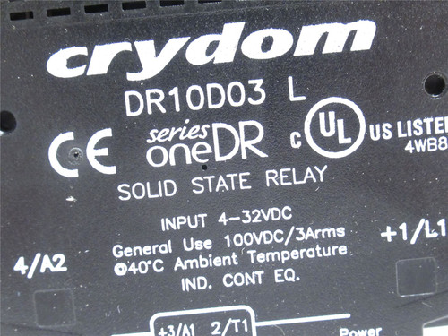 Crydom DR10D03; Solid State Relay; 4-32VDC In; 2-60VDC Out