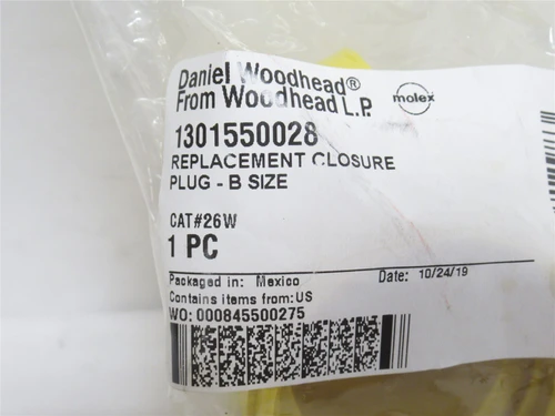 Woodhead 1301550028; Closure Plug 26W; Size: B
