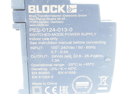 Block PEL-0124-013-0; Power Supply 100-240VAC In; 24VDC Out