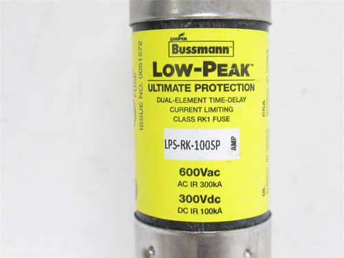 Bussmann LPS-RK-100SP; Time Delay Fuse; 100A; 600VAC/300VDC