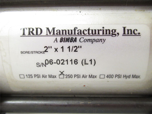 Bimba  06-02116; Air Cylinder;2" Bore X 1-1/2" Stroke; 250PSI