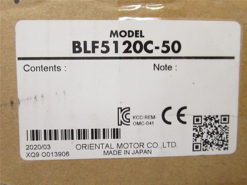 Oriental Motor BLF5120C-50; DC Motor Control System; 1/6HP