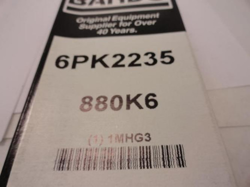 Bando 6PK2235; Serpentine Belt 880K6; 6-ribs 88.0"L; 1MHG3