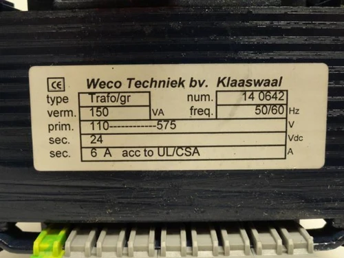 Weco Techniek Trafo/gr; Transformer; 150vA; 110-570V Primary