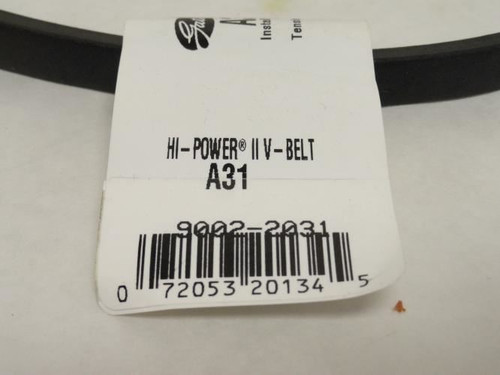 Gates A31; Hi-Power V-Belt 9002-2031; 33" Long; 1/2" Top Width
